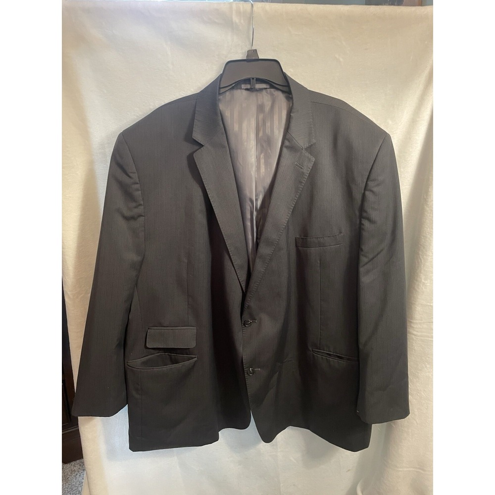 Haines & Bonner of London Mens 60R Gray Blue Pinstripe Wool Blend  Blazer‎